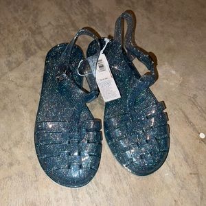 Girls black/sparkle jelly shoes NWT